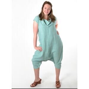 Bryn Walker Brown Linen Atticus Romper Jumper Dress Sz M Oversized Avant Garde